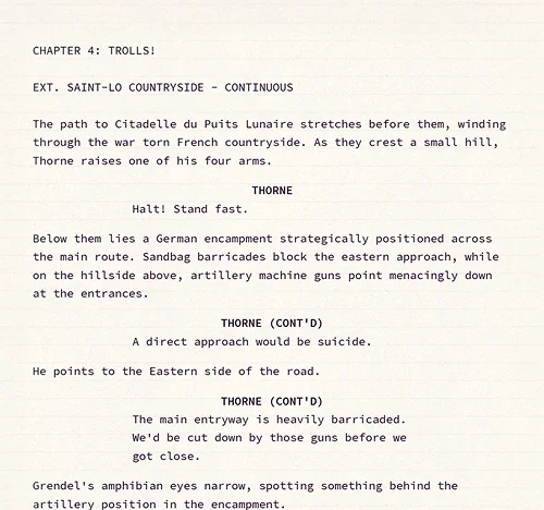 Unknown Soldier Screenplay